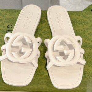 Gucci Women's White Rubber Slide Sandals